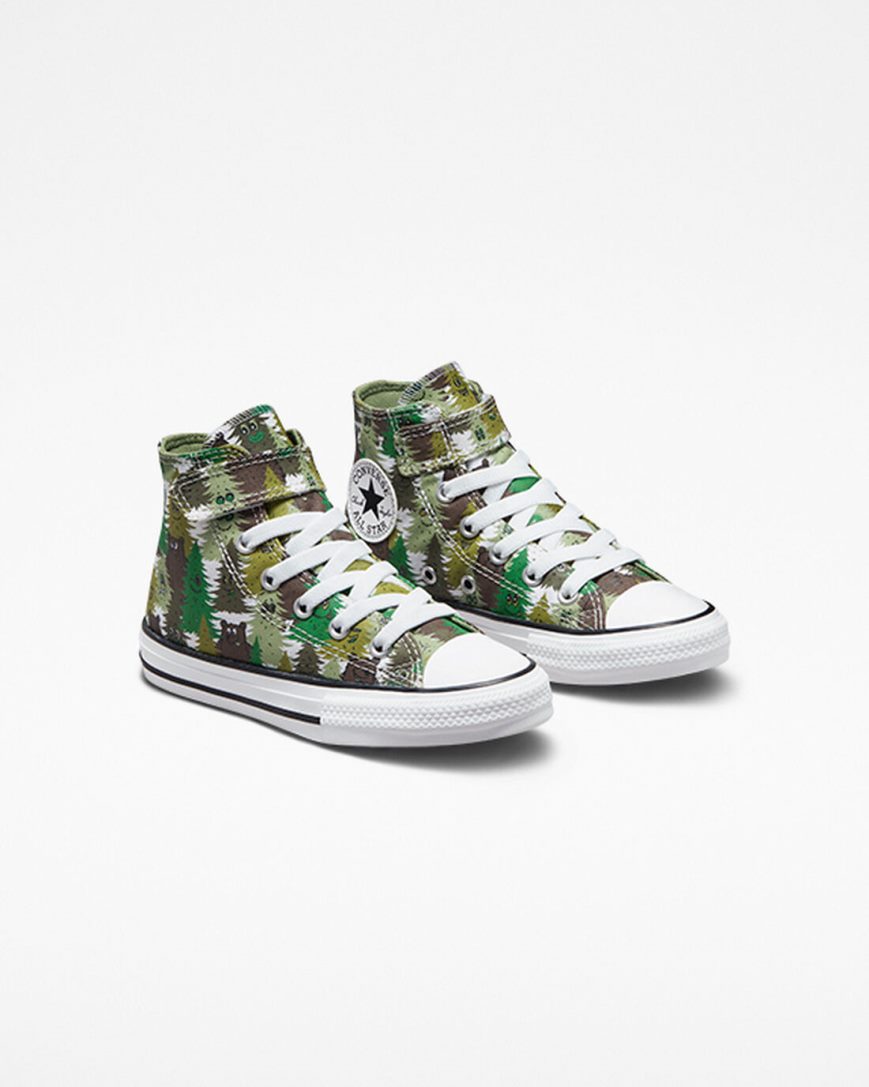 Tenisky Vysoke Converse Chuck Taylor All Star Easy-On Forest Camo Chlapcenske Biele Zelene | SK PGSCJ1